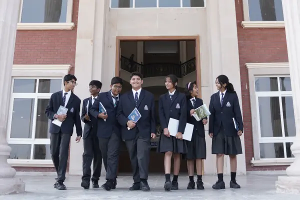 Students coming out to present at Manchester Global School