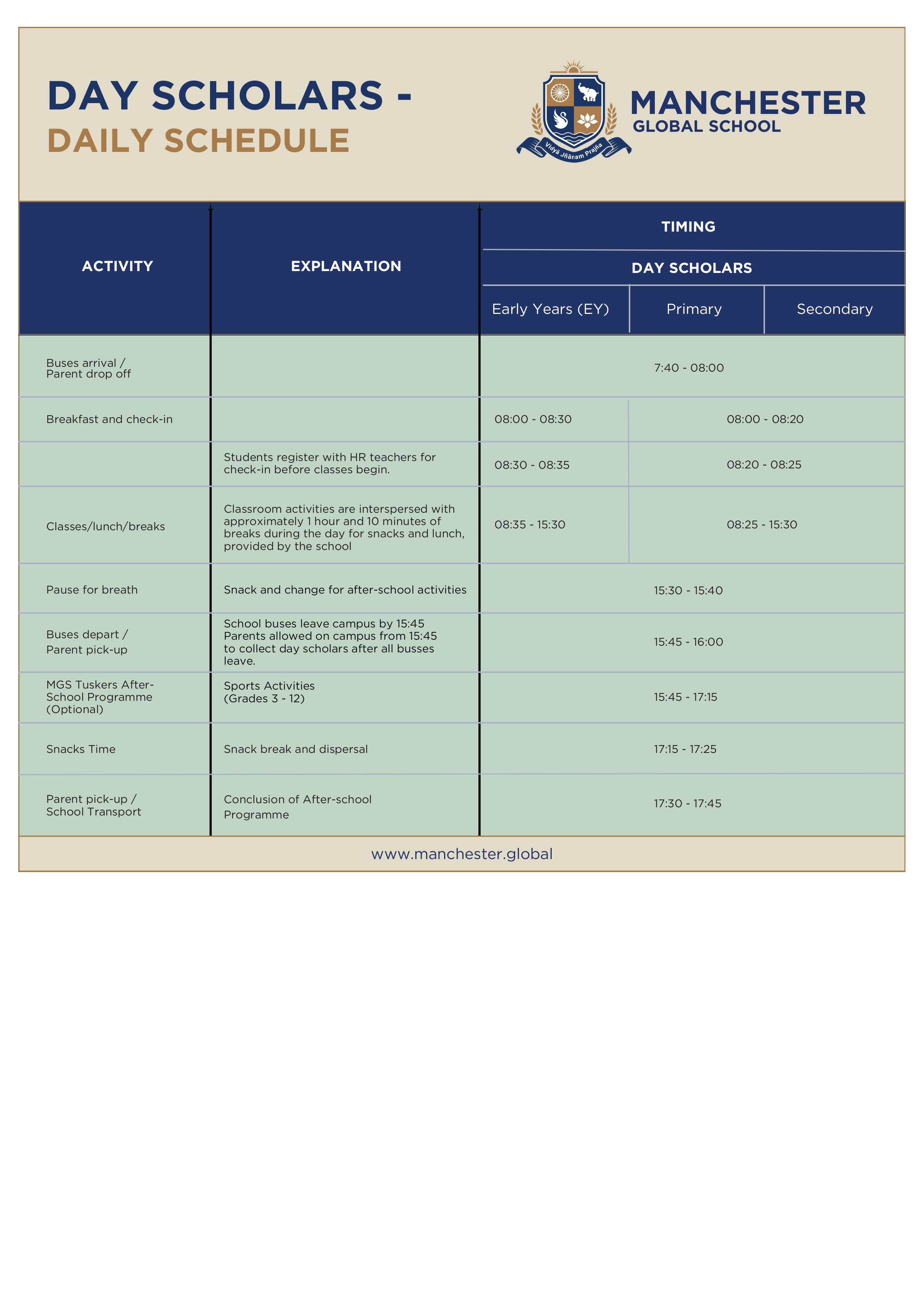 Day Scholars Fee Structure